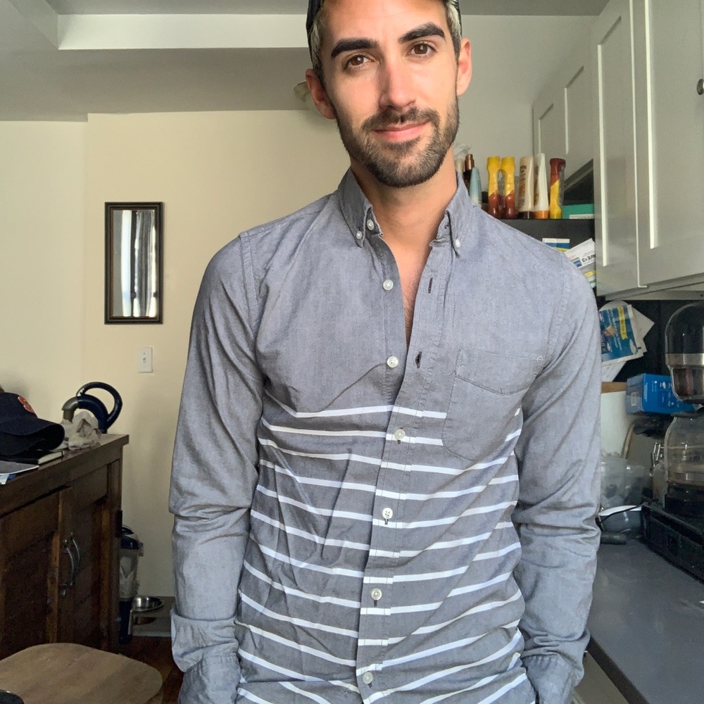 Oxford Button down with white stripes